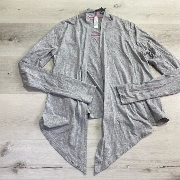 Ivivva Lululemon Open Front Waterfall Cardigan Top, Gray, Size 14 - Picture 1 of 7